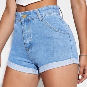 SHEIN | rolled hem denim shorts | size S :)